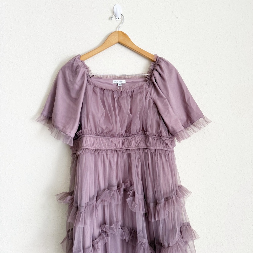 Baltic Born Magdalena Tulle Dusty Orchid Maxi Dress Size Medium - Picture 3 of 8